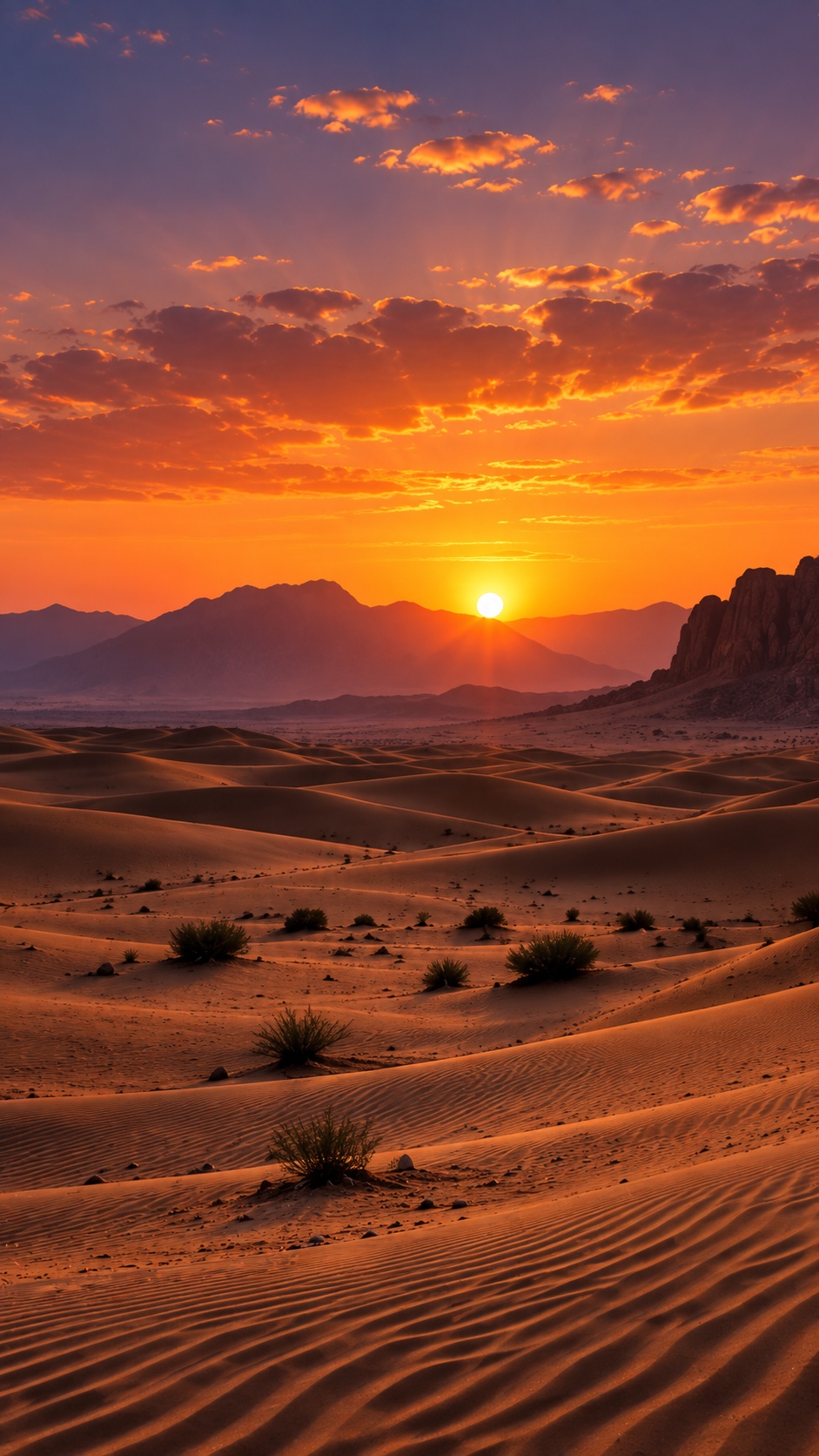 A glowing desert horizon at sunset